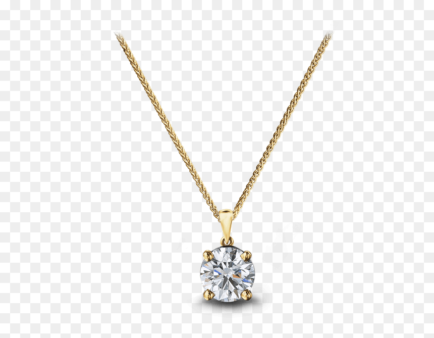 Solitaire Diamond Pendant 14k Yellow Gold - Rapunzel Necklace, HD Png Download - diamond necklace png