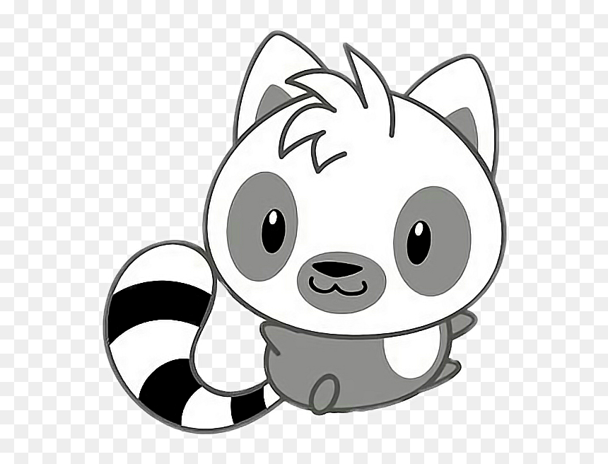 Freetoedit Cute Kawaii Racoon Grey White Black - Ring Tailed Lemur Drawing, HD Png Download - lemur png