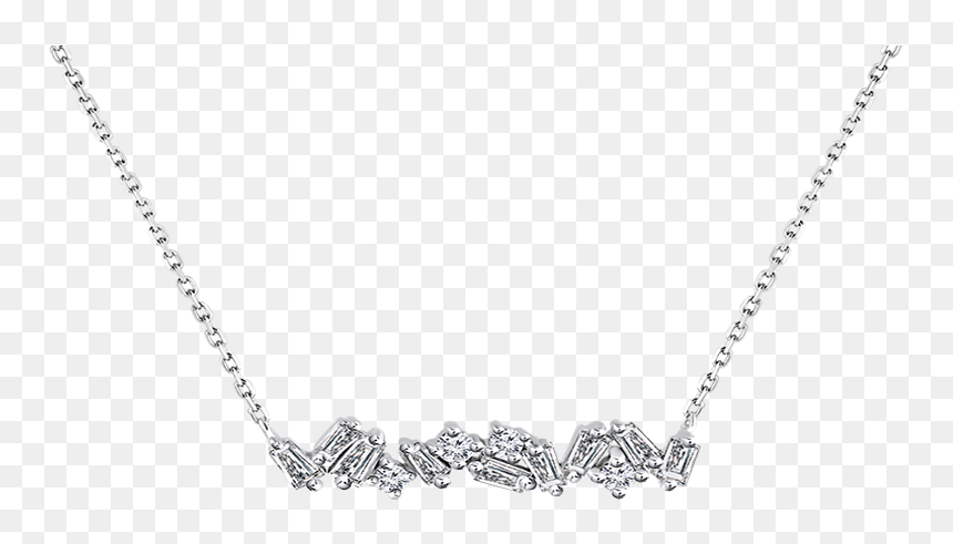 Baguette Diamond Pendant Chain - Pendant, HD Png Download - diamond necklace png