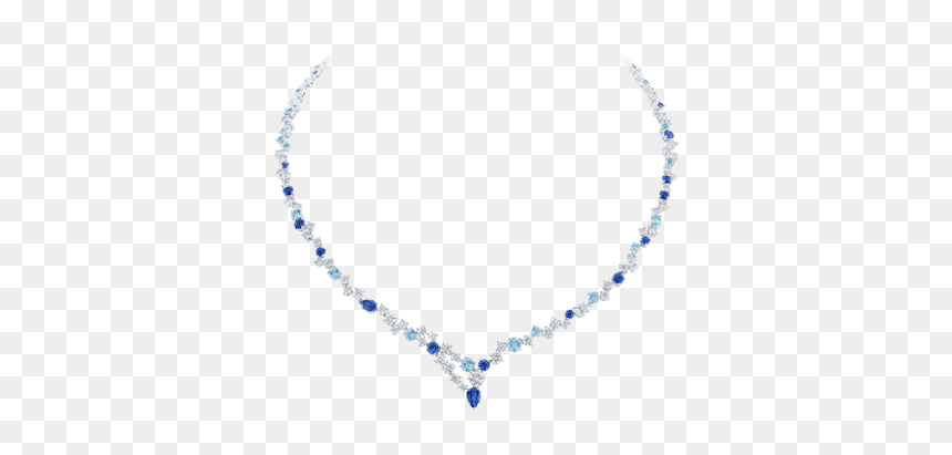 Sparkling Cluster By Harry Winston, Sapphire, Aquamarine - Small Sapphire Diamond Necklace Design, HD Png Download - diamond necklace png