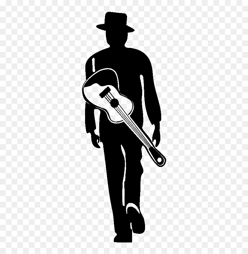Silhouette Homme Guitare Png, Transparent Png - singer silhouette png