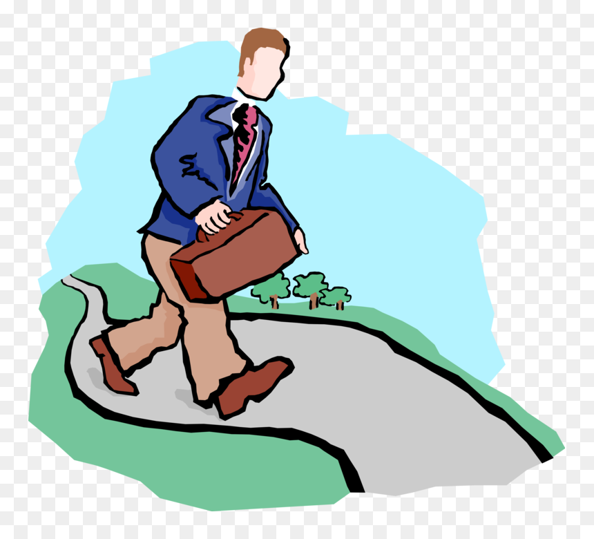 Vector Illustration Of Businessman With Briefcase Taking - Sitting, HD Png Download - road vector png