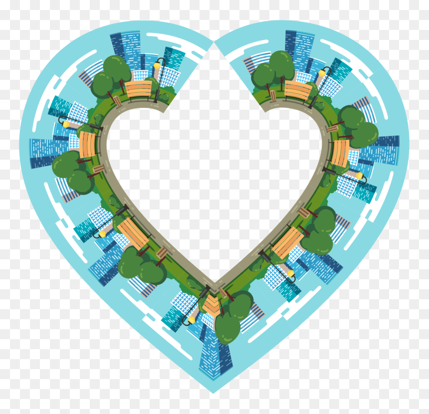 Heart,circle,city - Map, HD Png Download - city vector png