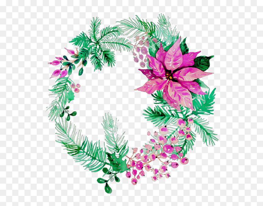 Transparent Wreath Christmas Ornament Floral Design, HD Png Download - christmas garland border transparent png