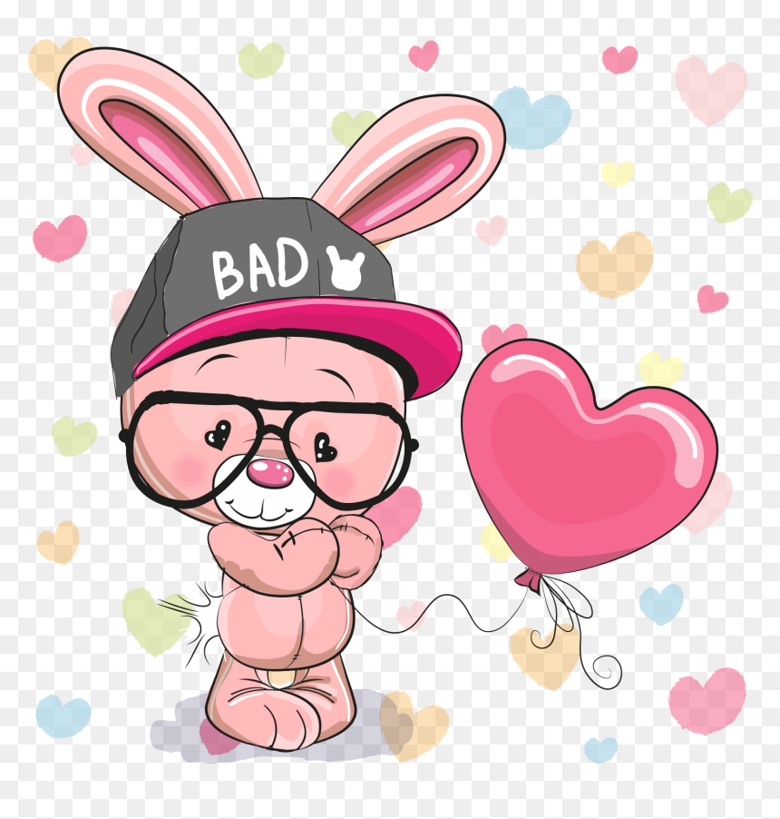 Animals With Balloons Clipart - Bad Bunny Easter, HD Png Download - balloons clipart png
