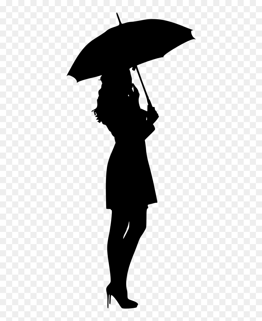 Silhouette Of Girl With Umbrella, HD Png Download - rain texture png