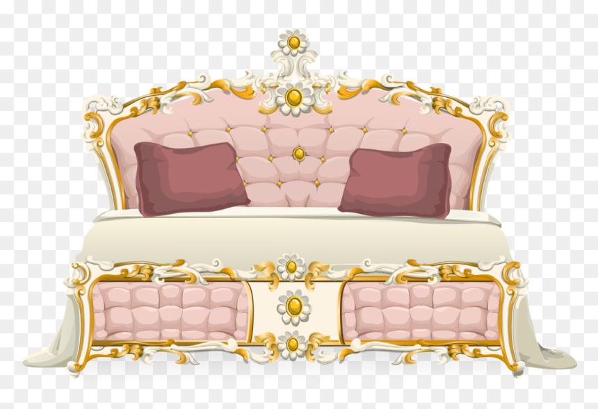 Couch,furniture,bed - Fancy Bed Clipart, HD Png Download - bed clipart png