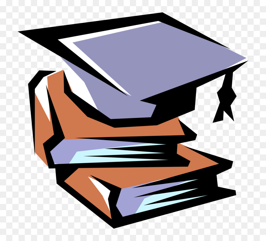 Vector Illustration Of Books With Commencement Graduation - Inferred Evaluative And Literal, HD Png Download - graduation cap vector png