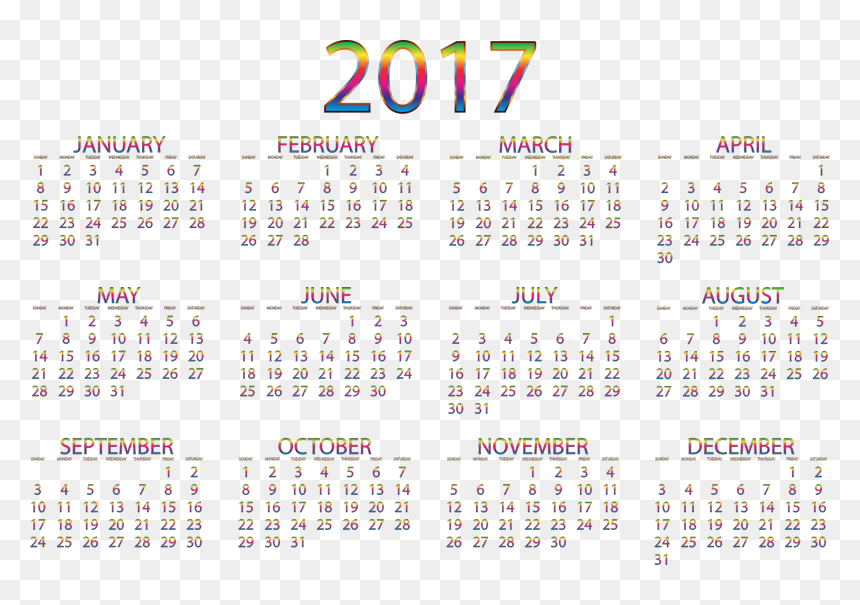 Vector Royalty Free Download 2017 Calendar Clipart - Portable Network Graphics, HD Png Download - calendar clipart png