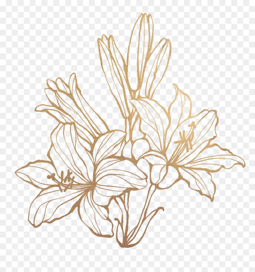 Gold Flower Png, Transparent Png - gold leaves png