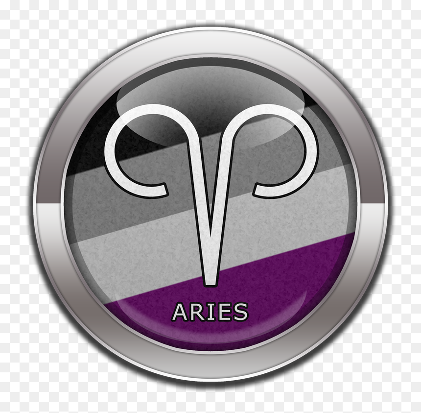 Aries Horoscope Symbol On Round Asexual Pride Flag - Rainbow Flag, HD Png Download - gay pride flag png