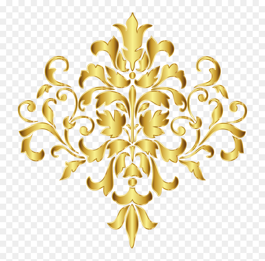 Gold Damask Design No Background - Gold Design Clipart, HD Png Download - damask png