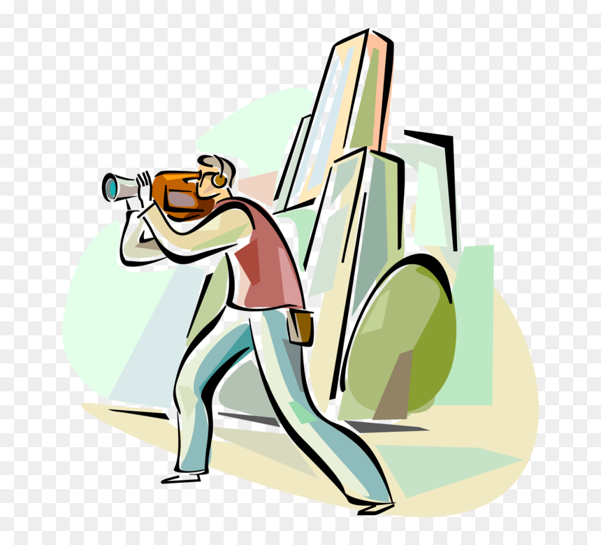 Vector Illustration Of Videographer Filming Video With - Vector Graphics, HD Png Download - city vector png