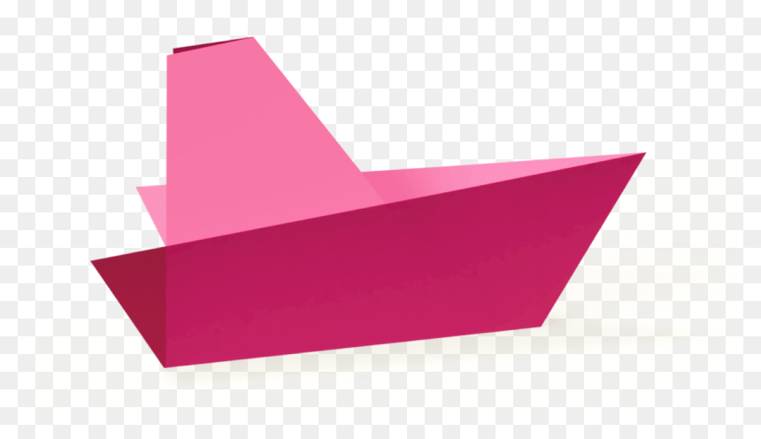 Pink Origami Boat - Construction Paper, HD Png Download - paper boat png
