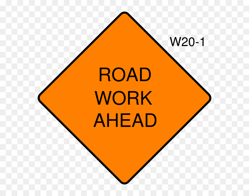 Transparent Road Clip Art - Orange Warning Road Signs, HD Png Download - road clipart png