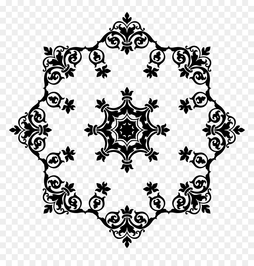 Damask Ornament 2 Clip Arts - Summer Icon Black And White, HD Png Download - damask png