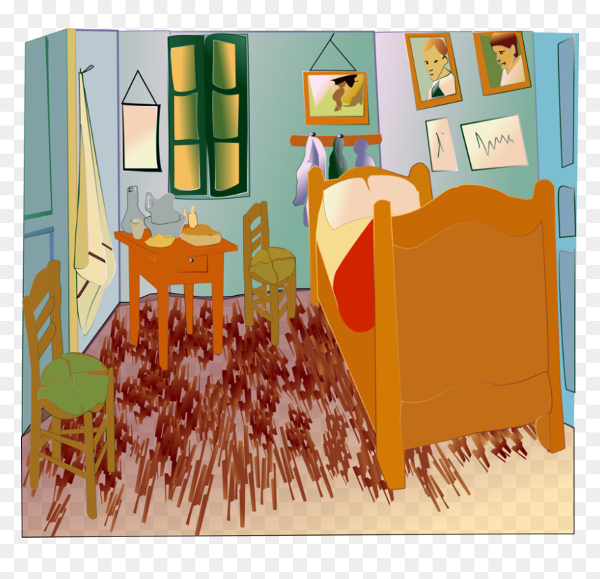 Bedroom Nursery Bathroom - Van Gogh's Room Vector, HD Png Download - bed clipart png