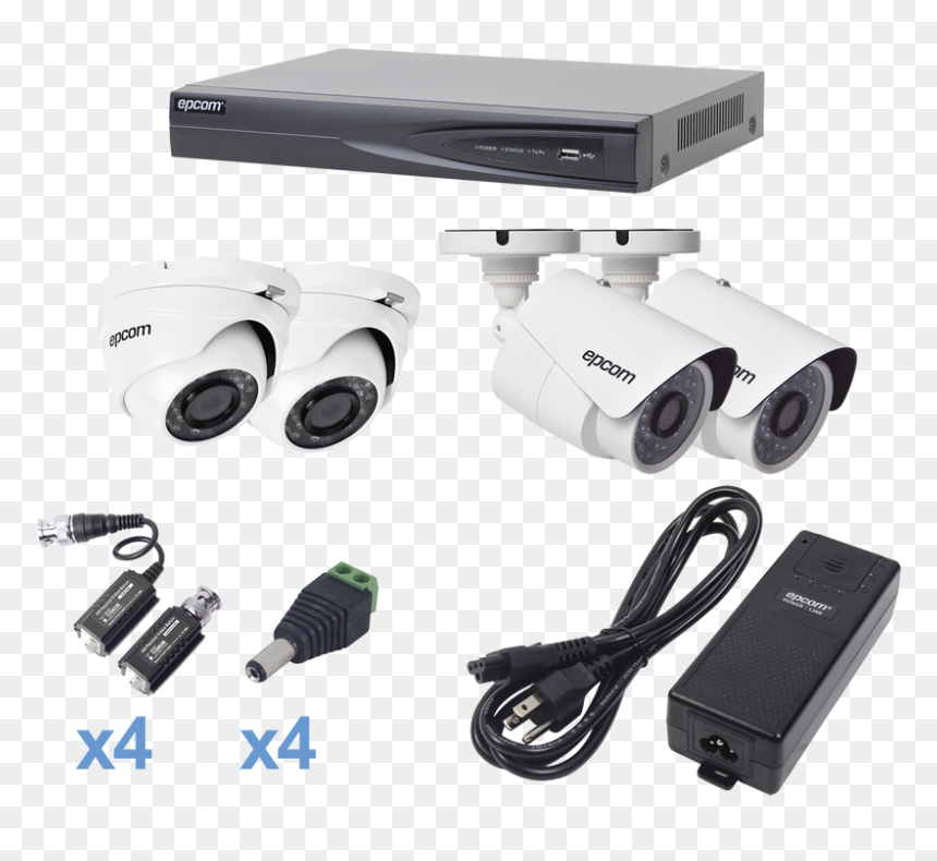 Kit De 2 Camaras Bala De Vigilancia 2 Domos Eyeball - Epcom Cámaras Png, Transparent Png - camaras png