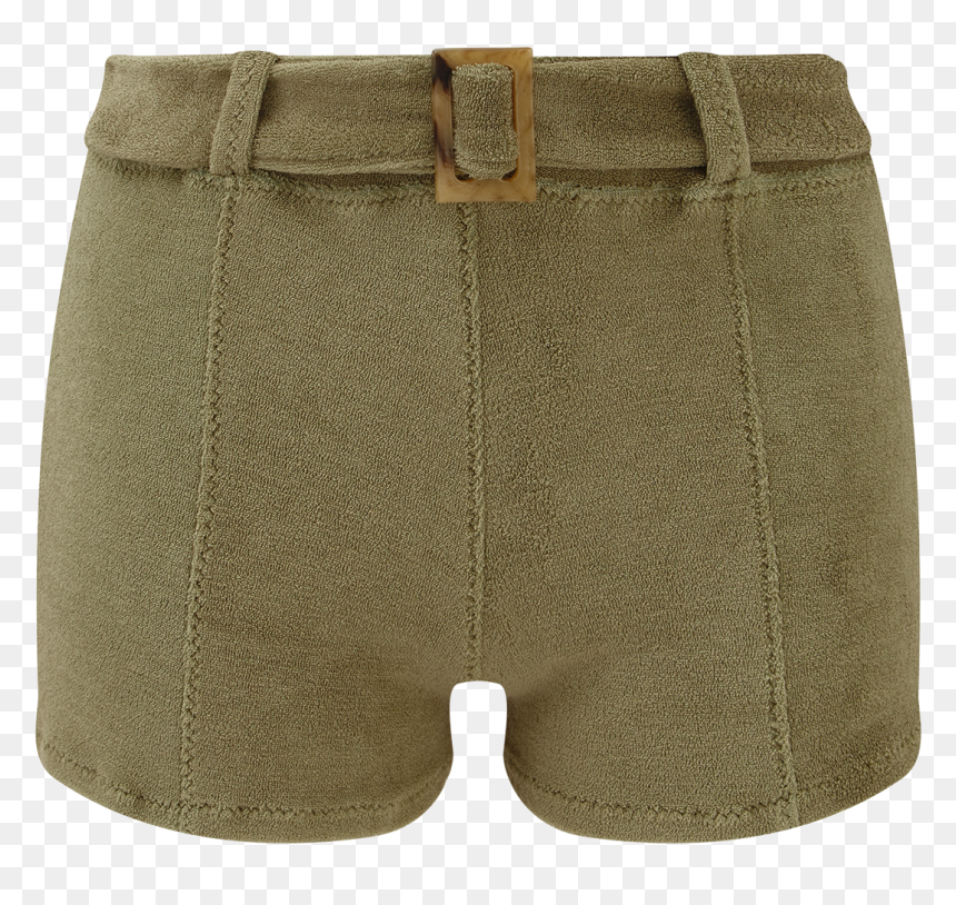 Olive Terry Cloth Belted Hot Pant - Board Short, HD Png Download - hot pocket png