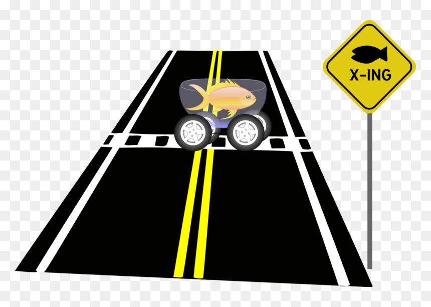 Fish Crossing Road Sign, HD Png Download - road clipart png