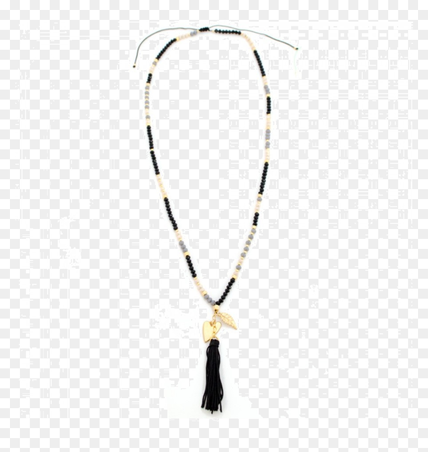 Collar Graduable Largo Muranos Negros Borla - Illustration, HD Png Download - moño negro png