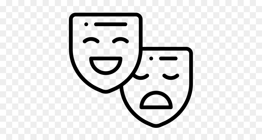 Theater-masks - Line Art, HD Png Download - theater masks png