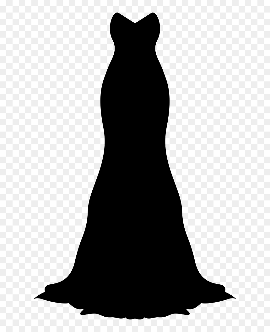 Long Black Gown - Illustration, HD Png Download - black dress png