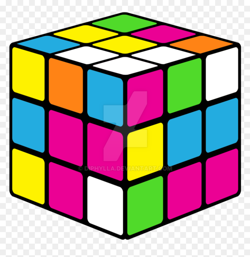 80s Transparent Neon - Neon Rubix Cube Clipart, HD Png Download - rubiks cube png