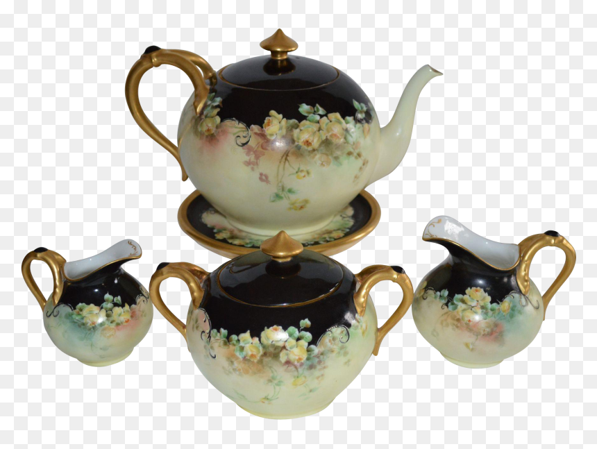 Limoges 7-piece Tea Set - Teapot, HD Png Download - tea set png