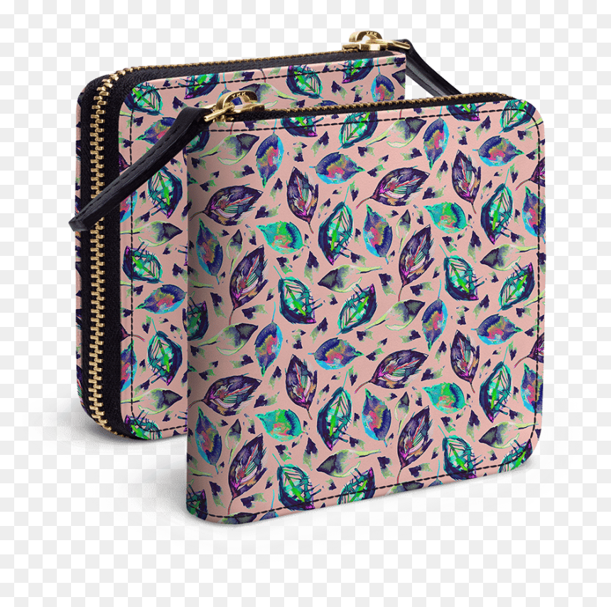 Dailyobjects Falling Feathers Autumn Zip Wallet Buy - Handbag, HD Png Download - falling feathers png