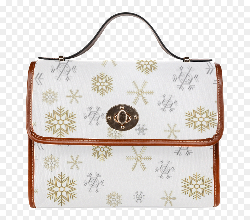 Silver And Gold Snowflakes On A White Background - Handbag, HD Png Download - gold snowflakes png