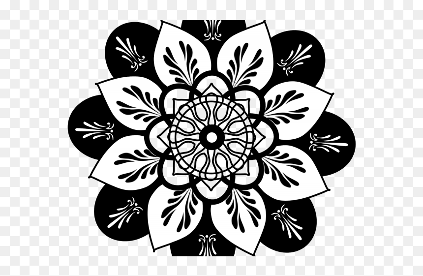 Mandala Black And White, HD Png Download - white mandala png