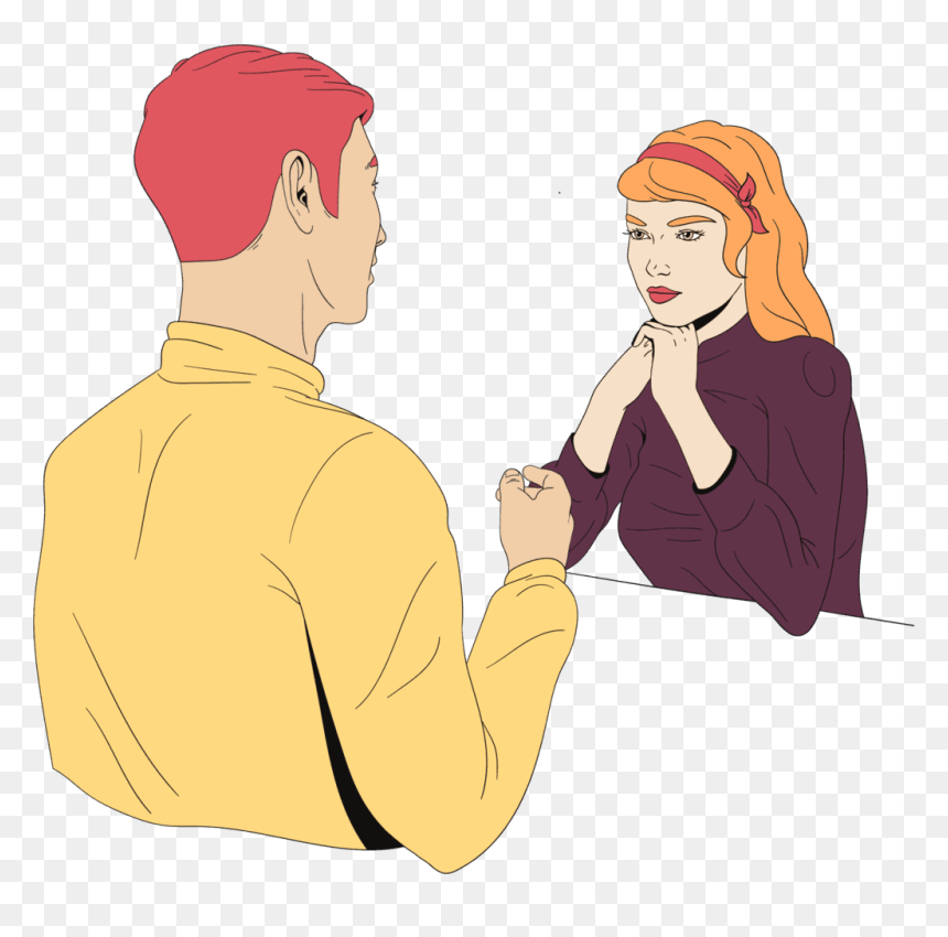 Woman Have Man Puts All Of His Cards On The Table - Cartoon, HD Png Download - person talking png