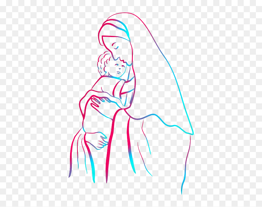 Mary With Jesus - Drawing Mary Jesus Mother, HD Png Download - jesucristo png