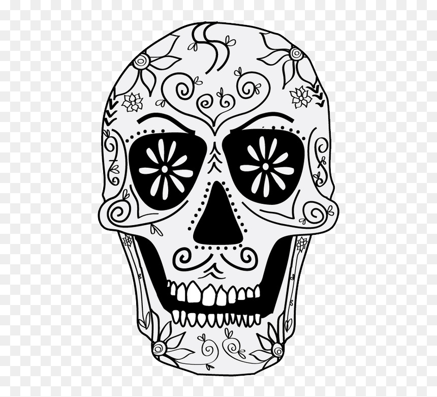 Skull - Day Of The Dead Skull, HD Png Download - skull drawing png