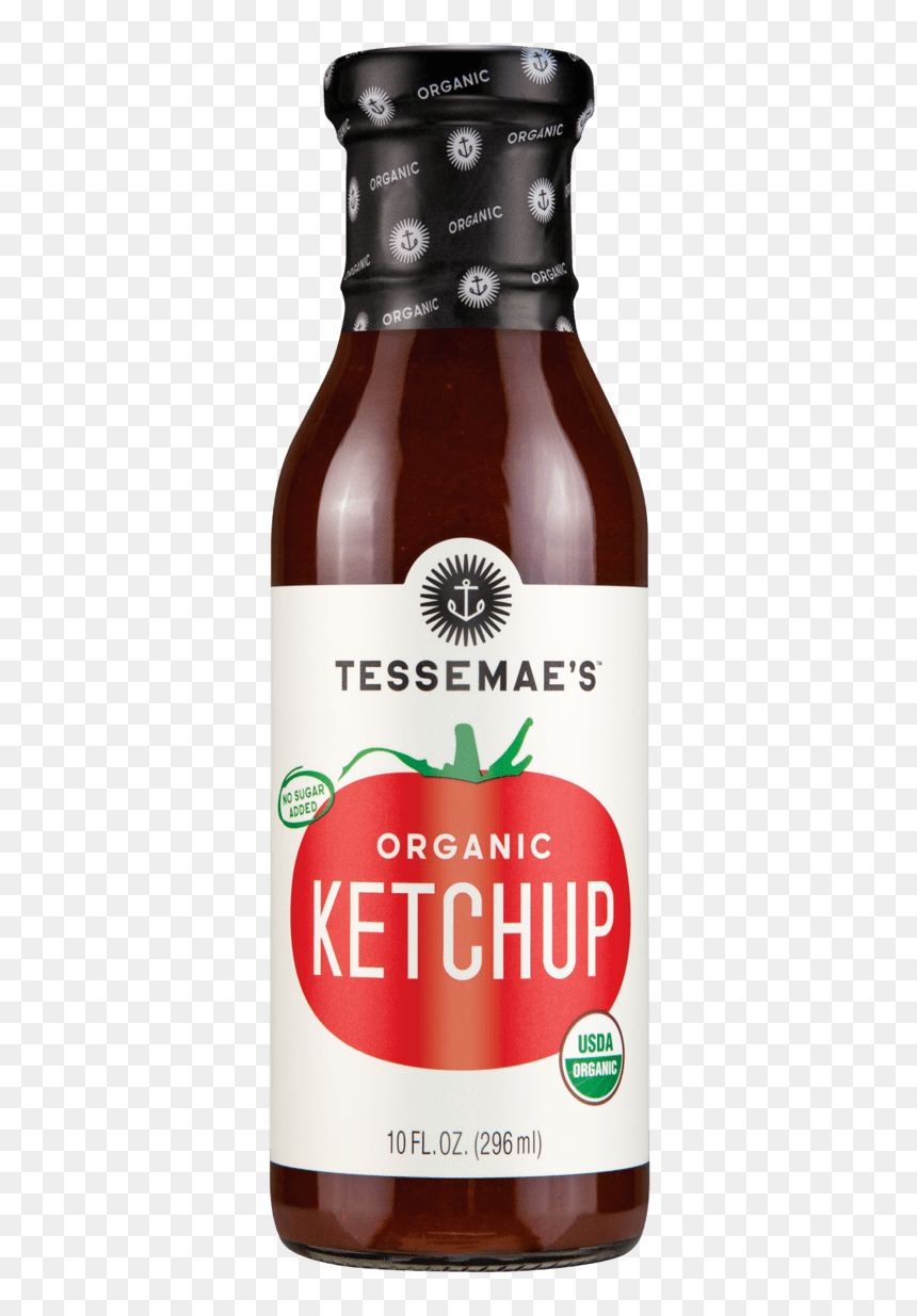 Close Up Of A Bottle Of Tessemae"s Organic Sugar Free, HD Png Download - ketchup bottle png