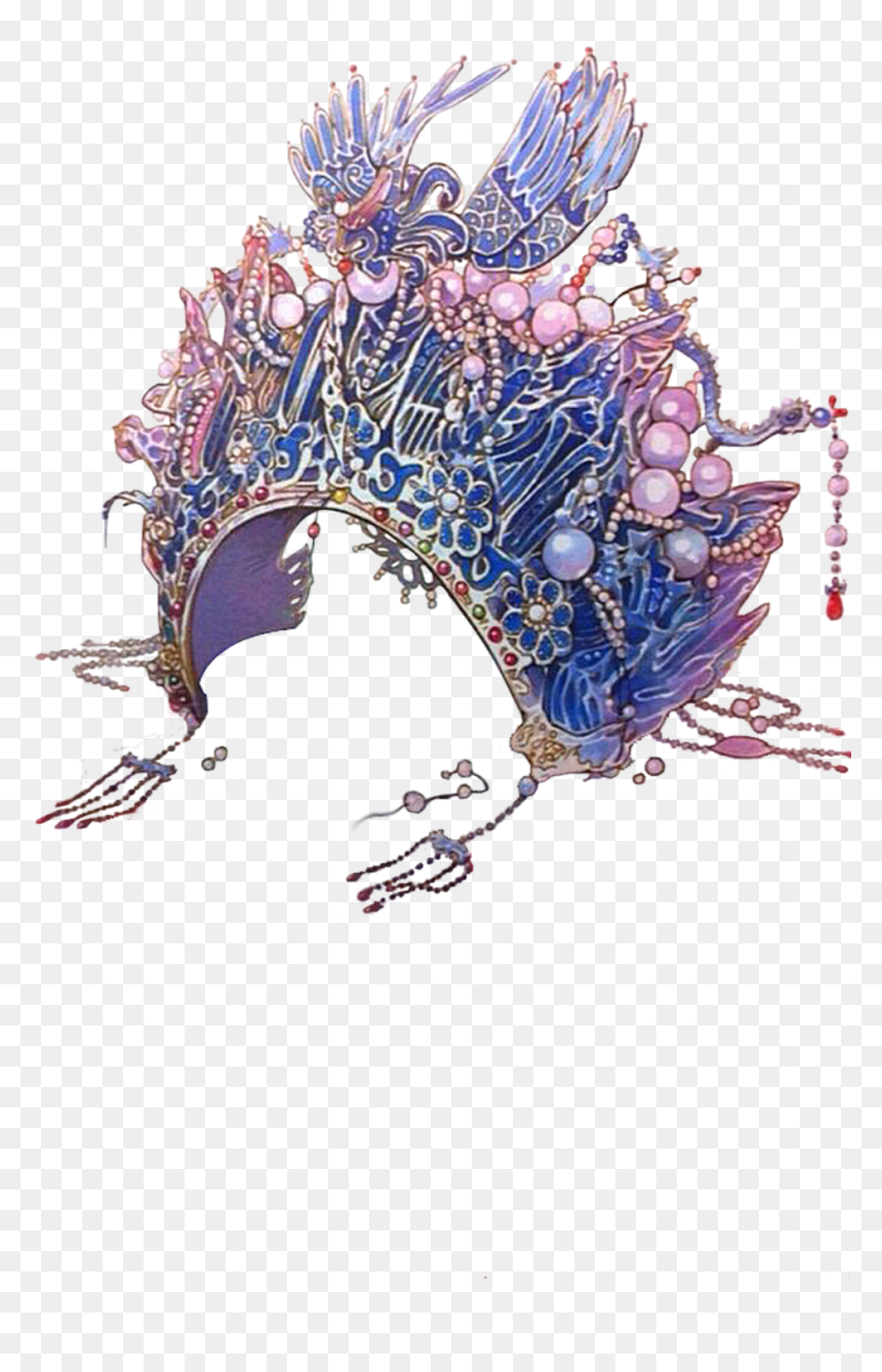 Watercolor Drama Headdress Transparent Decorative - Chinese Headdress Png, Png Download - headdress png