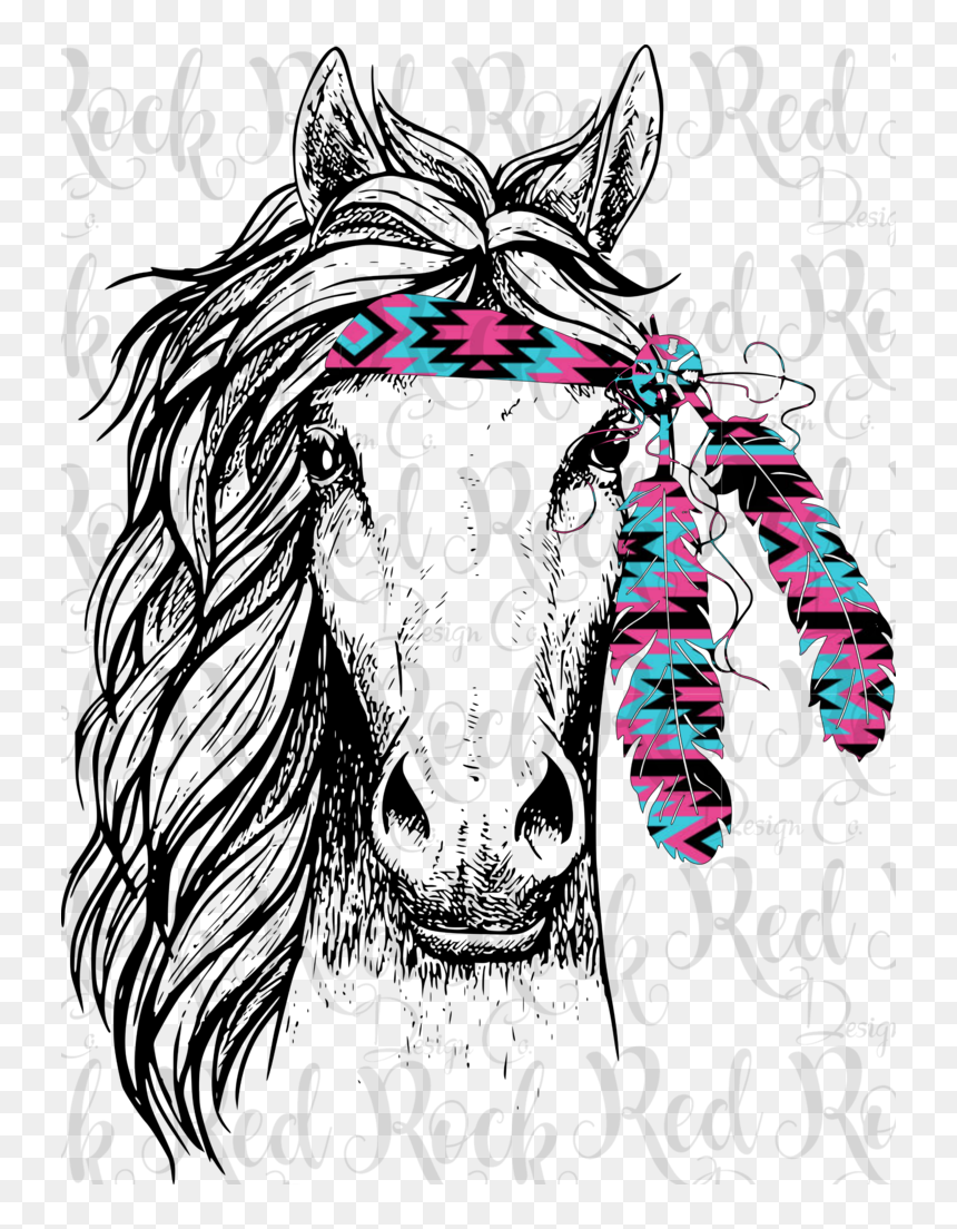 Horse With Headband Feathers, Hd Png Download, Transparent Png - falling feathers png