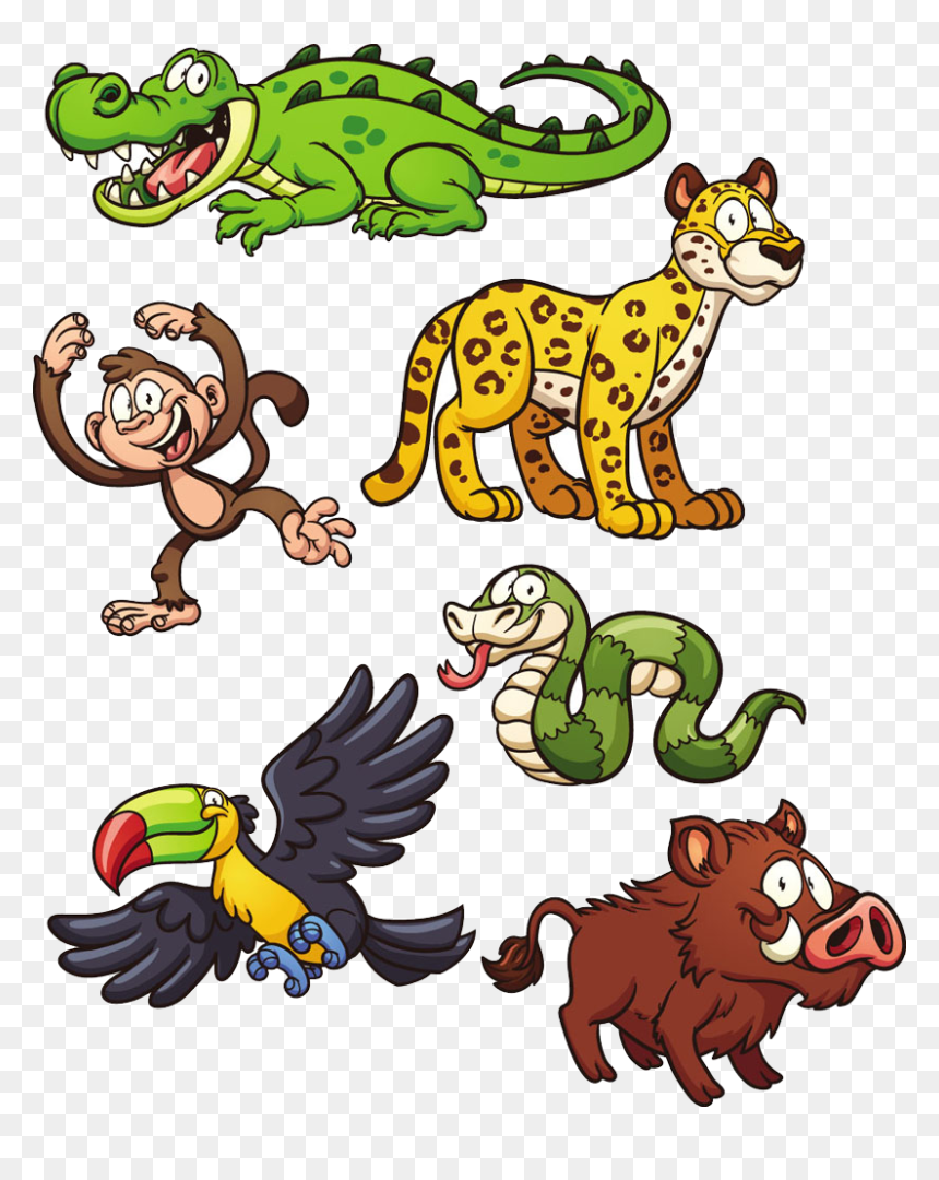 Jungle Animals Vector Art, Png Download - Jungle Animals, Transparent Png - snake cartoon png