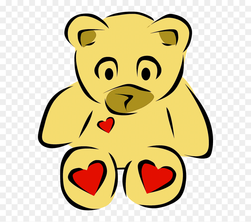 Transparent Yellow Teddy Bear Cartoon For Valentines, HD Png Download - cartoon bear png