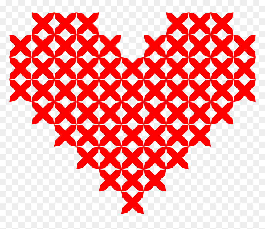 Cross Stitched Heart Red Clip Arts - Cross Stitch Embroidery Motifs, HD Png Download - heart pattern png