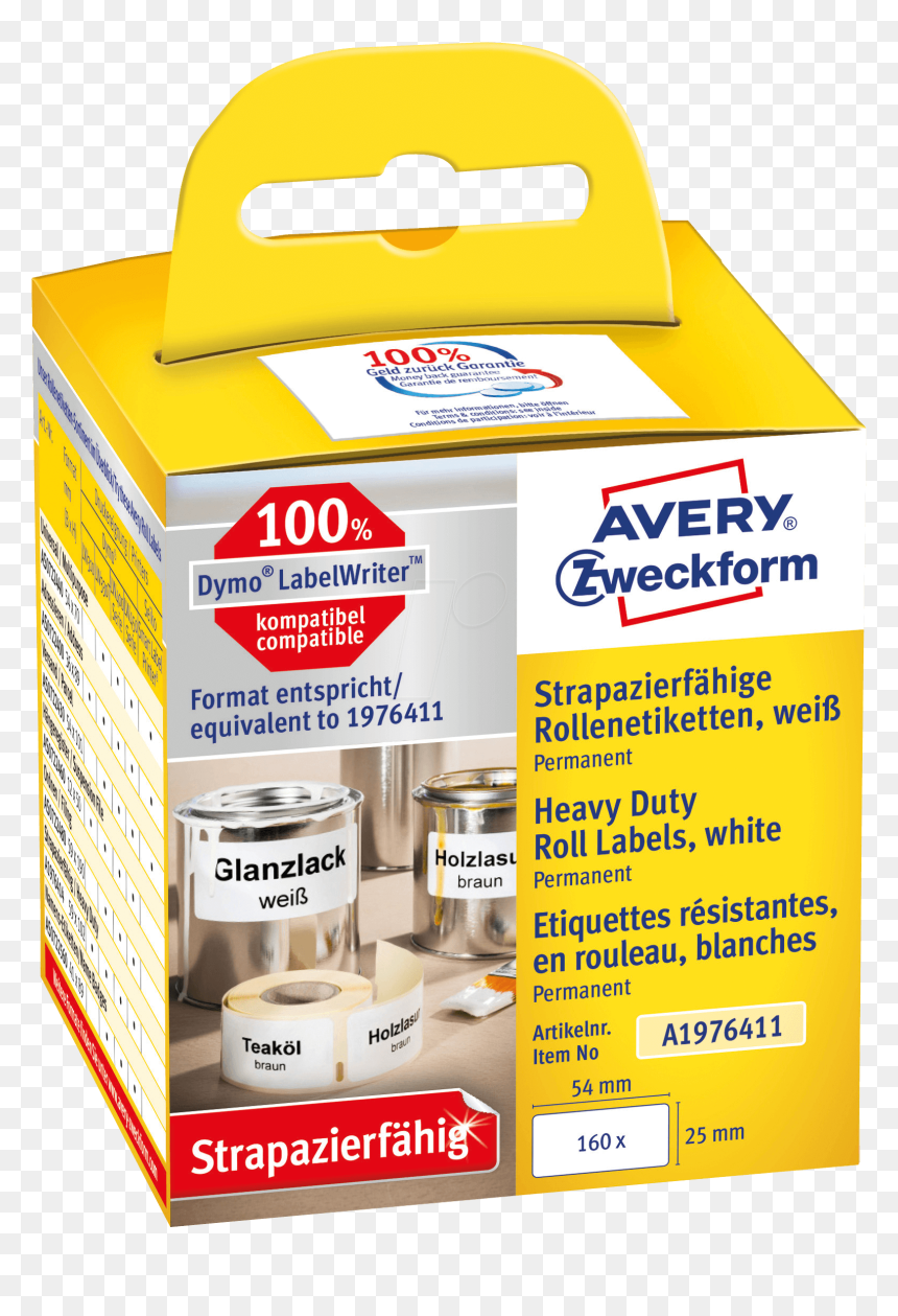 Roll Label A1976411, 25x54mm, White Avery Zweckform - Label, HD Png Download - money roll png