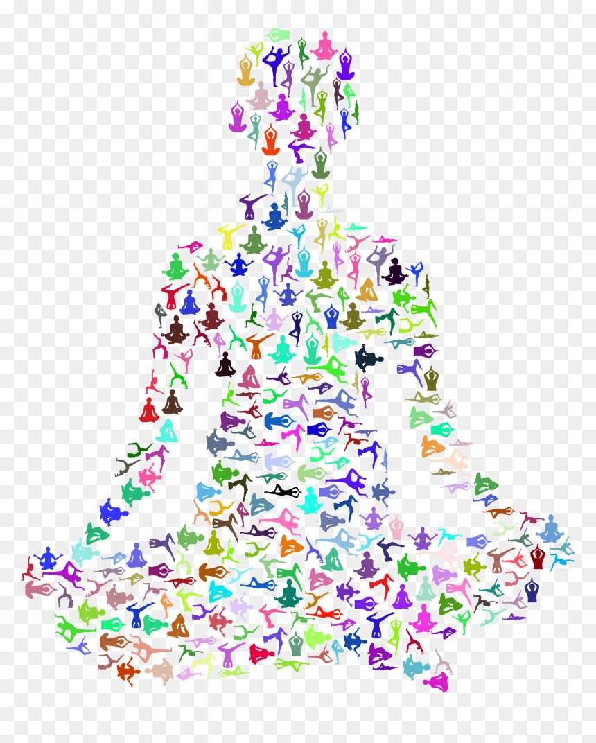 Prismatic Female Yoga Pose Silhouette Fractal No Background, HD Png Download - yoga pose png