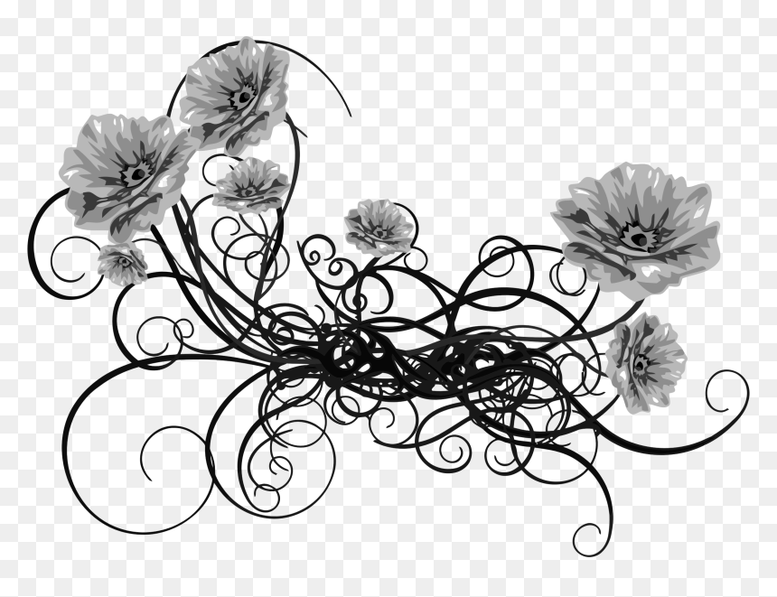 Rose Floral Flourish 7 - Узоры На Прозрачном Фоне, HD Png Download - white flourish png
