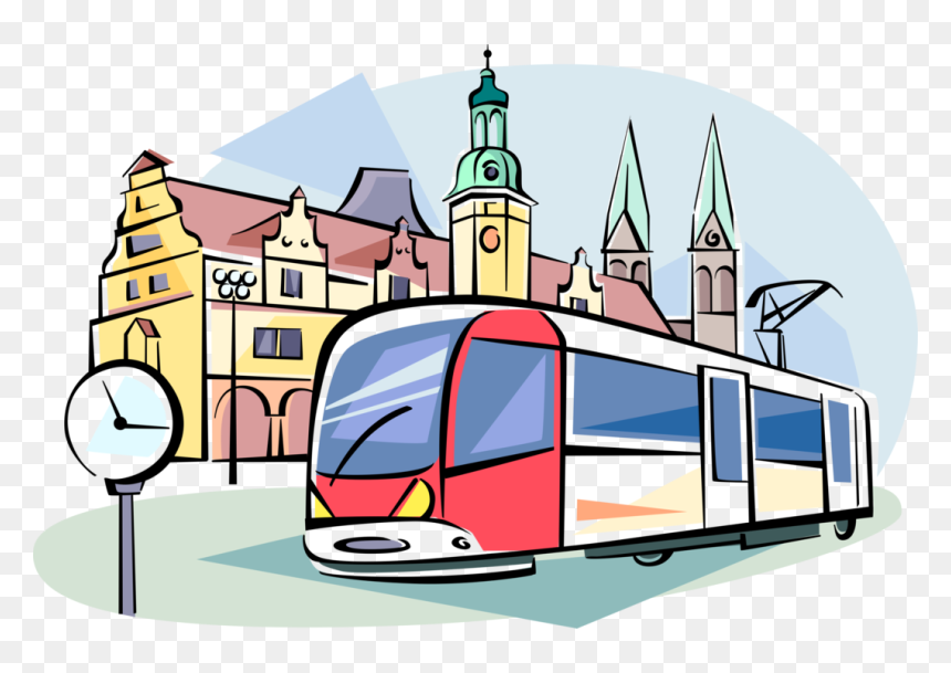 Vector Illustration Of European Transportation Tram - Illustration, HD Png Download - castle vector png