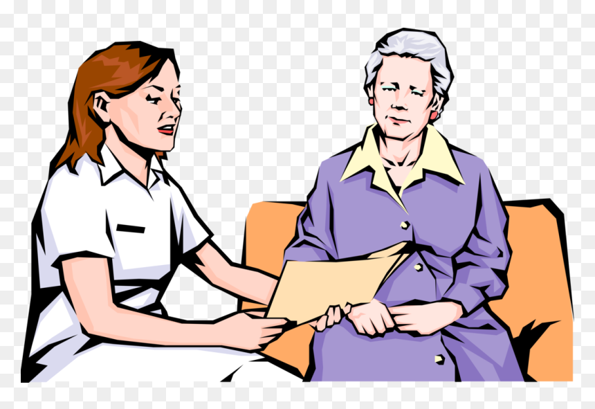Nurse Reviews Results Vector Image Illustration Of - Interaction Between Patient And Nurse, HD Png Download - patient png