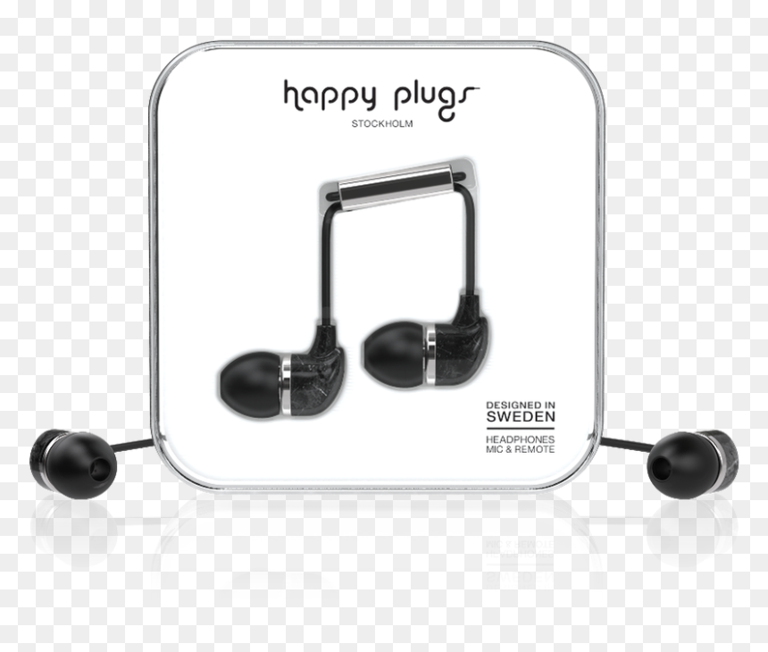 Happy Plugs Deluxe In-ear Headphones Black Marble - Happy Plugs In-ear, HD Png Download - gold mic png