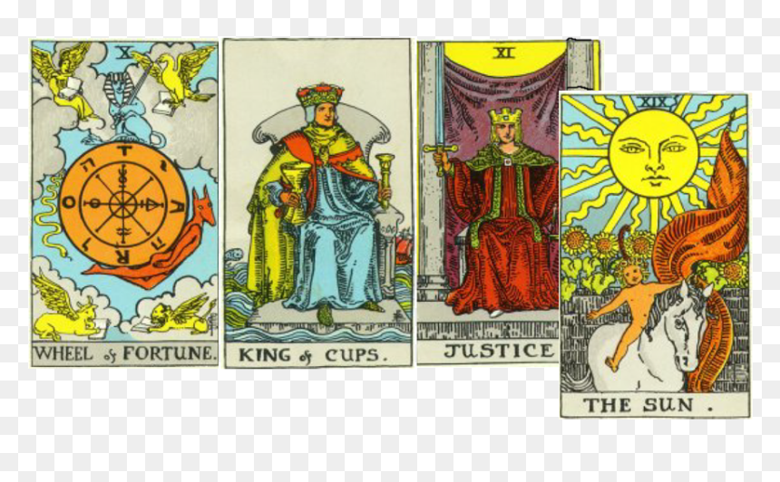 Wheel Of Fortune, King Of Cups, Justice And The Sun - Cartoon, HD Png Download - tarot card png