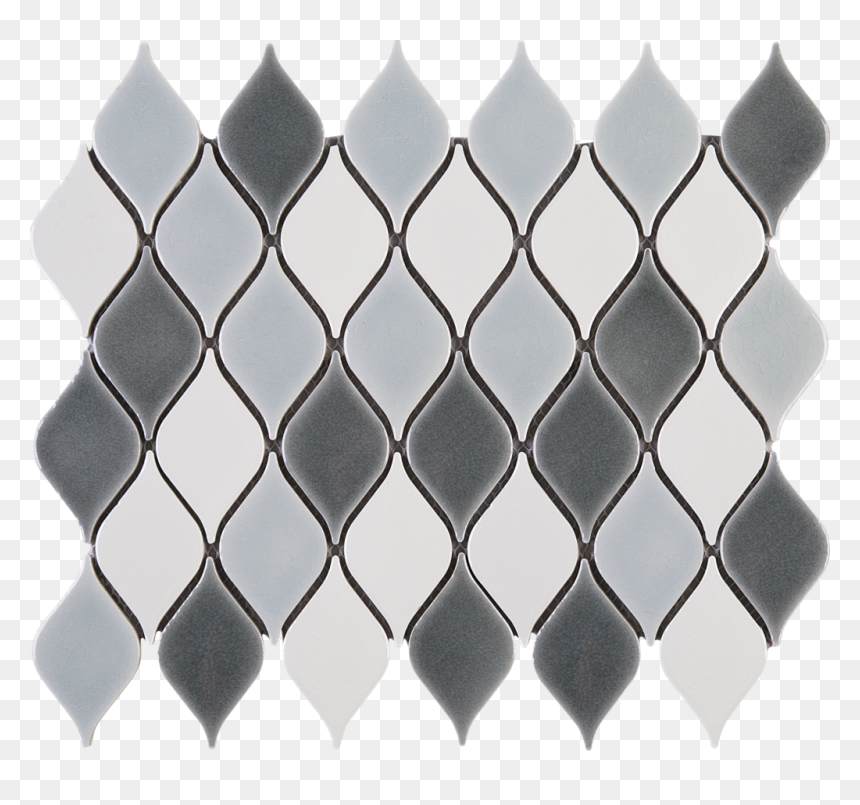 Tear Drop Pattern White And Grey Ceramic Mesh Mounted - Teardrop Mosaic Tile, HD Png Download - tear drops png