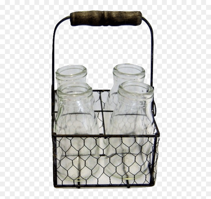 Zinc Chicken Wire Basket With 4 Jars - Barbed Wire, HD Png Download - chicken wire png